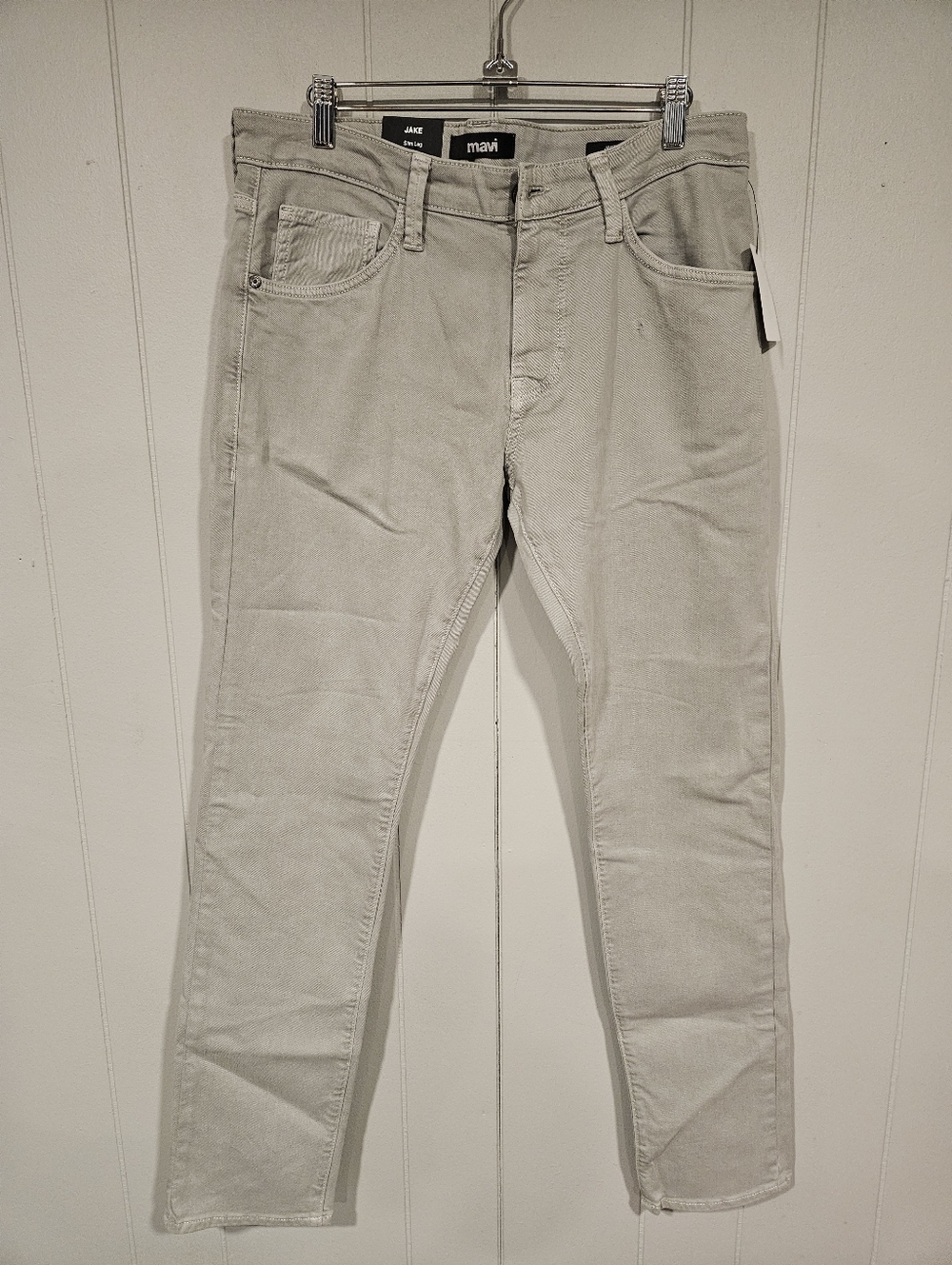 NWT Mavi Jake Slim Leg Jeans Men's 33x32 Light Gray Cotton Stretch SMALL HOLE